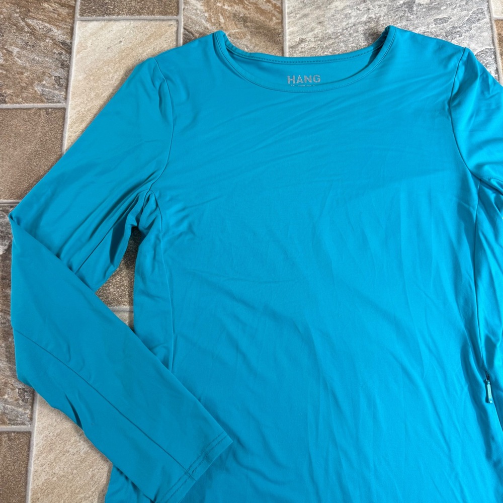 Hang Ten Teal Long Sleeve Zip Pocket Athletic Shirt‎ Top Women's L